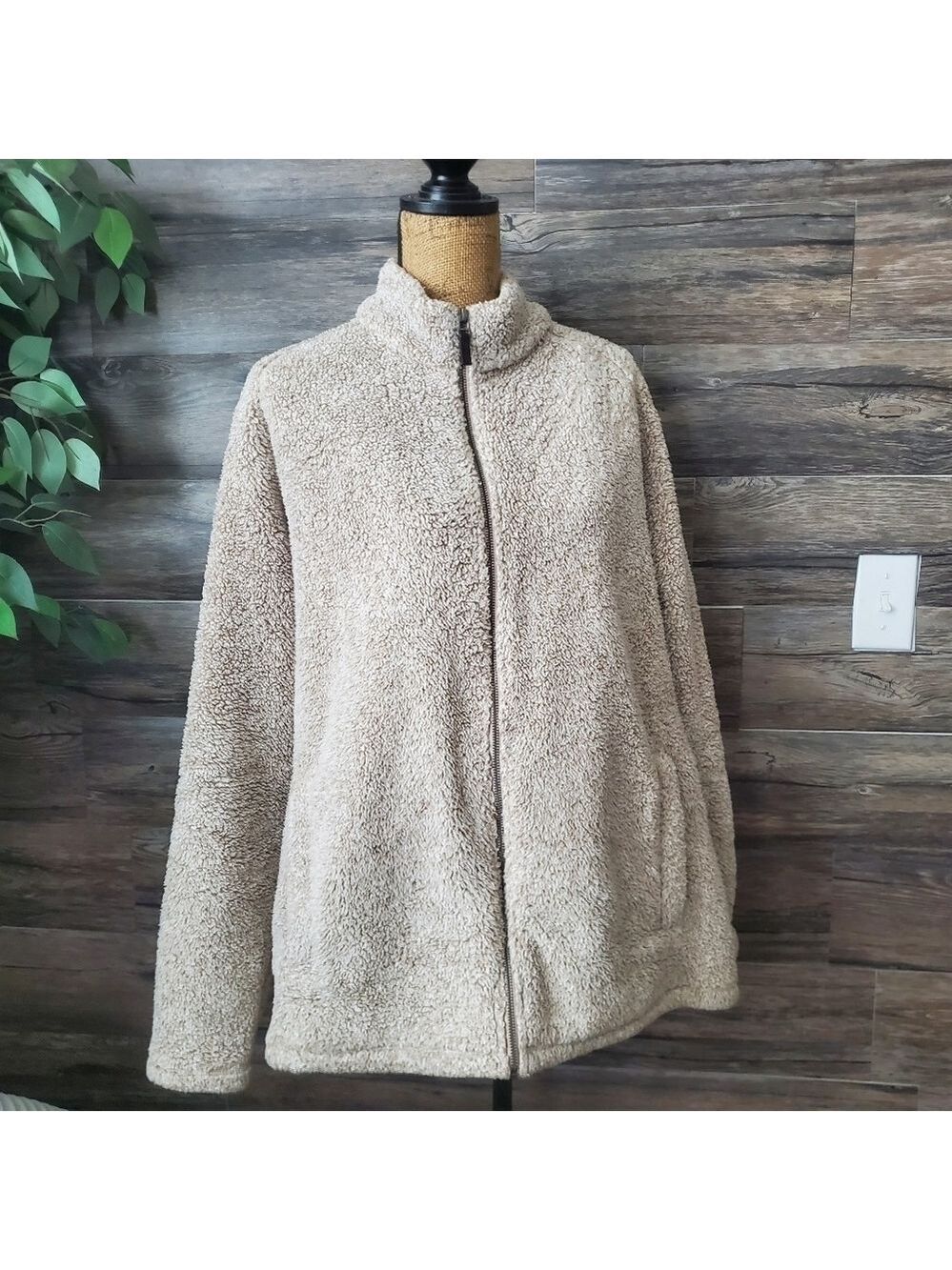 Men’s Nordstrom Fleece Sherpa Full Zip Fuzzy Soft Long Sleeve Sweater Pocketed
